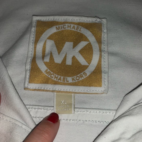 Michael Kors white denim jeans Jacket stretch XL - Picture 2 of 12